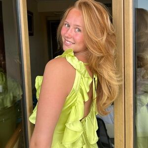 Forever 21 Yellow Green Ruffled Mini Sundress